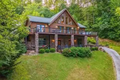 A warm mountain cabin tucked into the East Tennessee woods