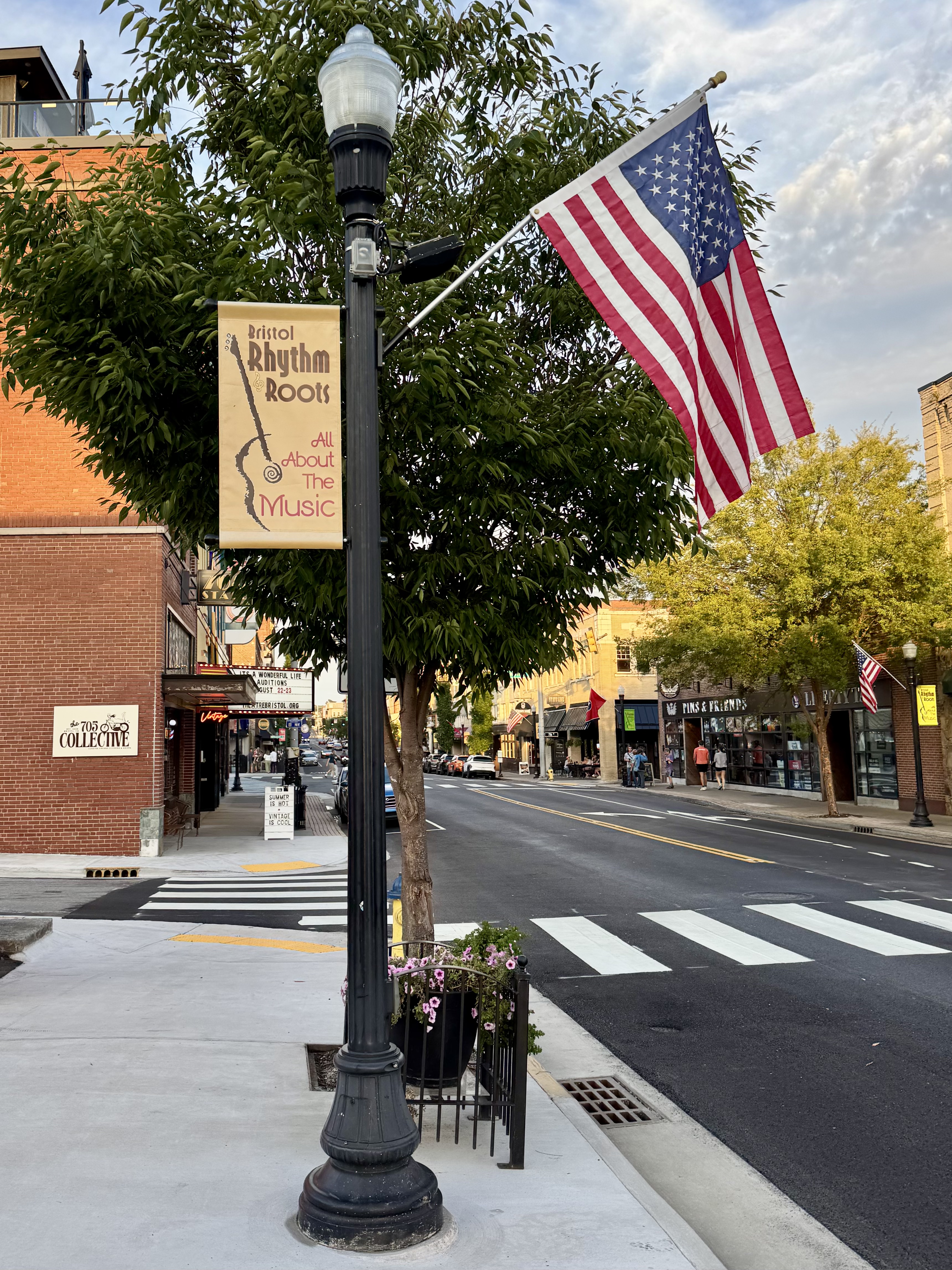 State street in Bristol VA, American Flag
